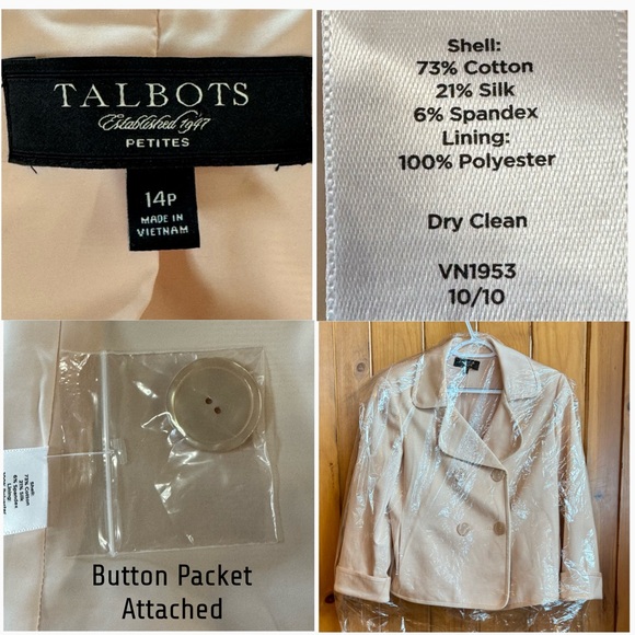 NWOT TALBOTS Faille Silk Blend Double-Breasted Grace Fit Jacket (14P) - Picture 6 of 17